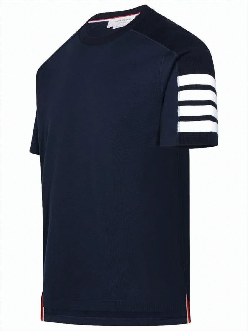 Thom Browne Short-Sleeve Crew Neck T-Shirt With Bold Sleeve Stripes