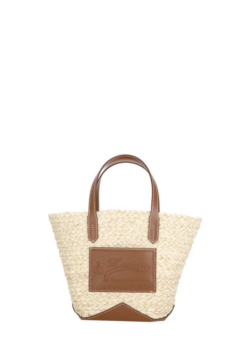 Lanvin Beige Catch Small Raffia Leather Top-Handle Bag