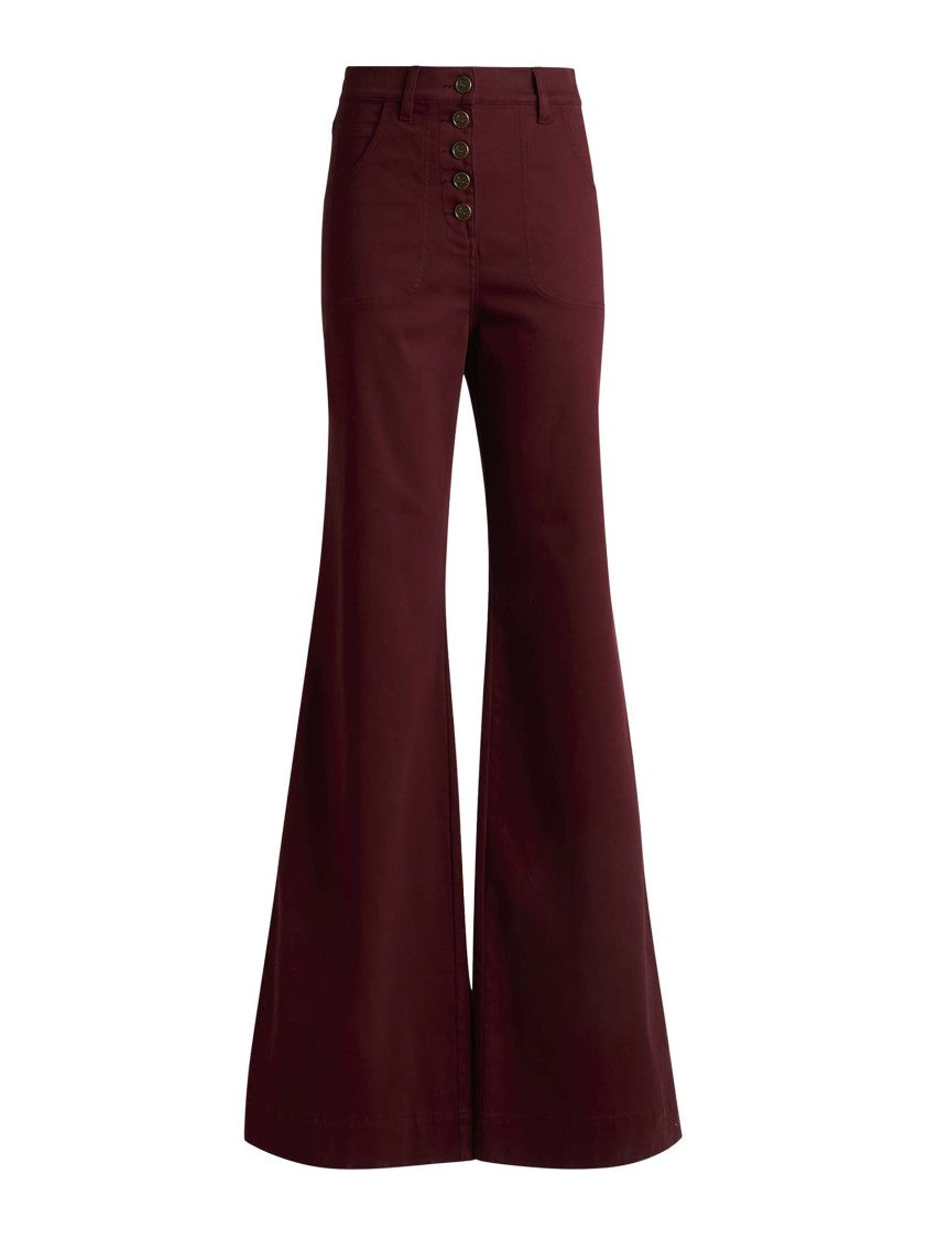 Etro Bordeaux Flared Jeans With High Waist