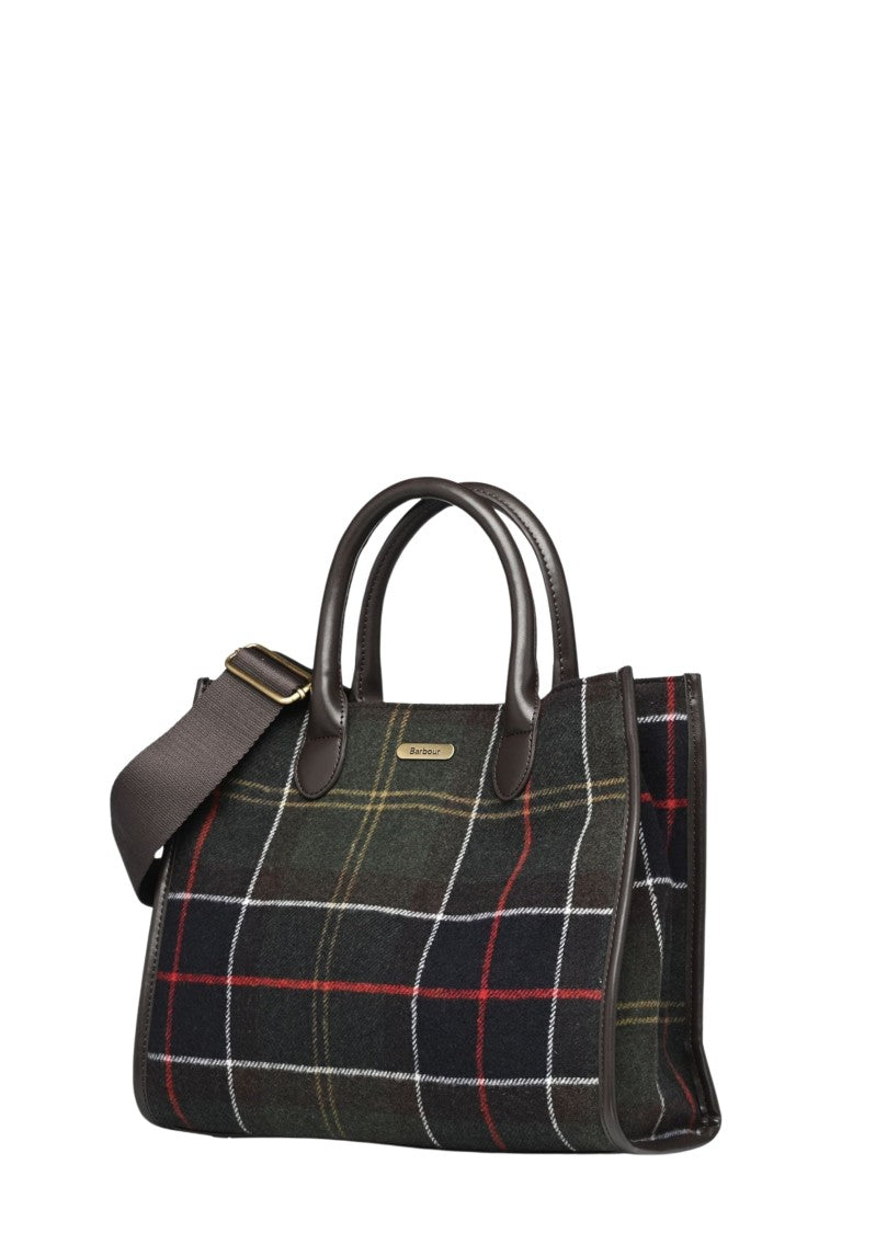 Barbour Classic Tartan Leather-Trimmed Tote Bag