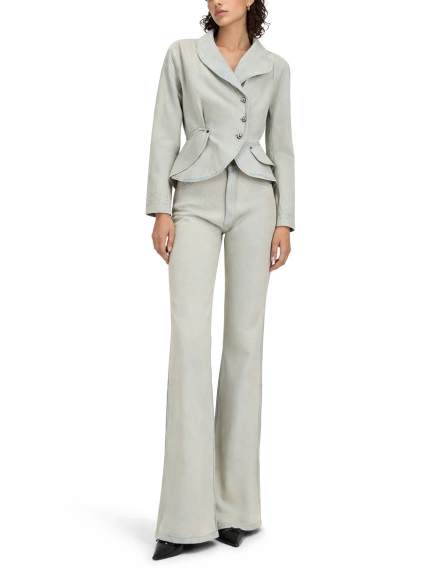Vivienne Westwood Neutrals Stormy Denim Asymmetrical Peplum Jacket