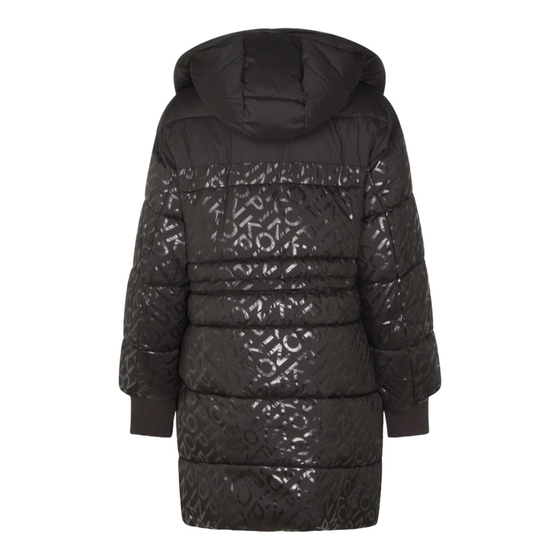 Pinko Long Padded Coat With Quilted Design And Glossy Monogram