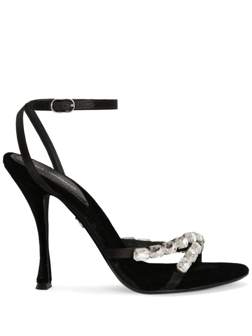 Dolce & Gabbana Black Sandals With Delicate Ankle Strap
