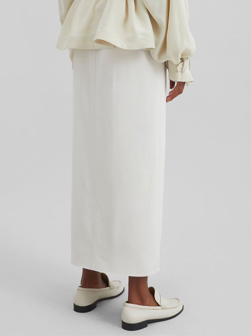 The Frankie Shop White Center Front Slit Cotton Midi Skirt