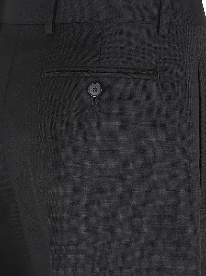 Givenchy Double-Pleat Black Trousers In Wool And Mohair Blend