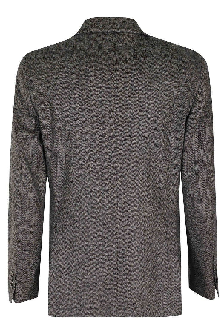 Santaniello Walnut Resca Wool Peaked Lapel Blazer