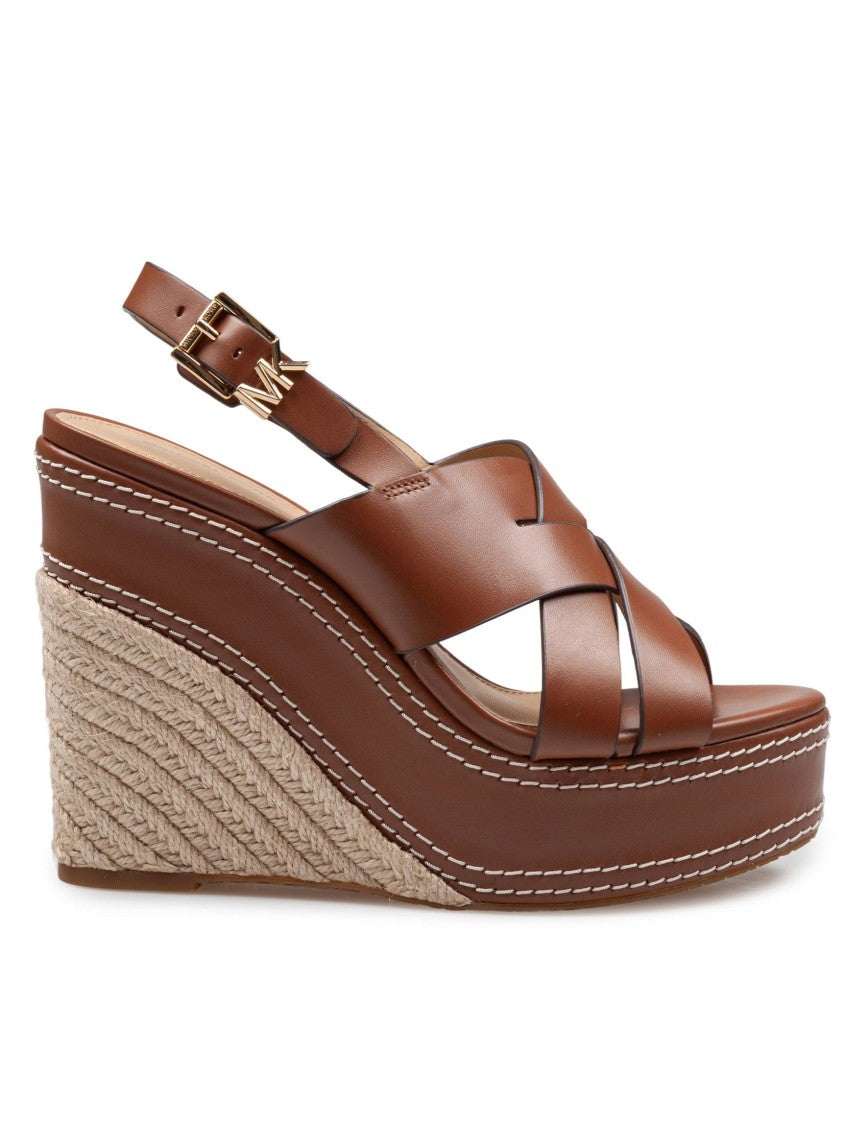 Michael Kors Nora Wedge Sandal In Leather Color