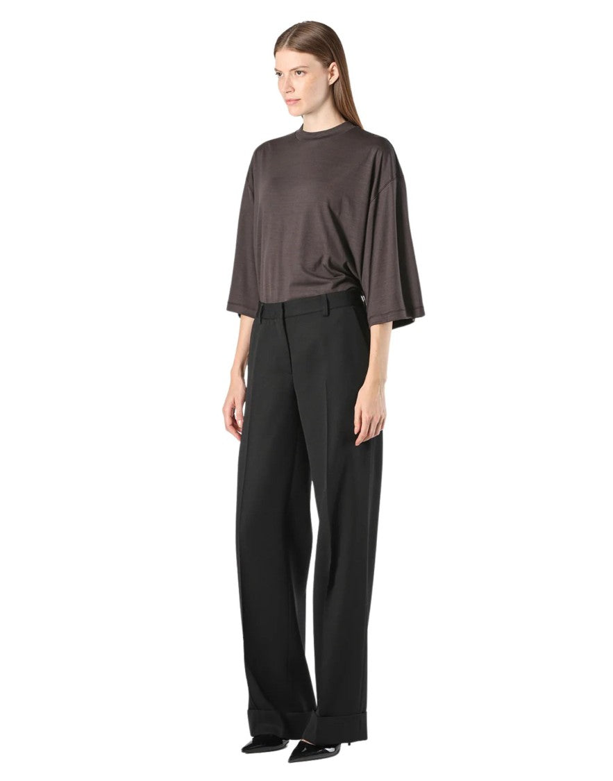 Cellar Door Black Ima Virgin Wool Palazzo Trousers