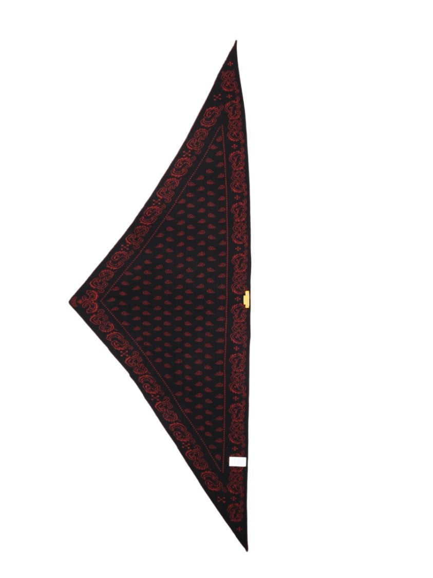 Guest In Residence Red Paisley Border Triangular Cashmere Scarf