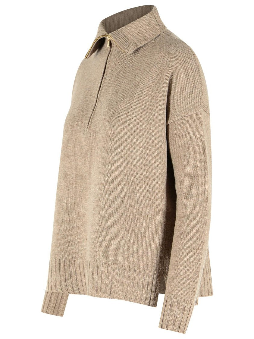Max Mara 'Crasso' High Neck Sweater Made From Beige Cachemire Yarn