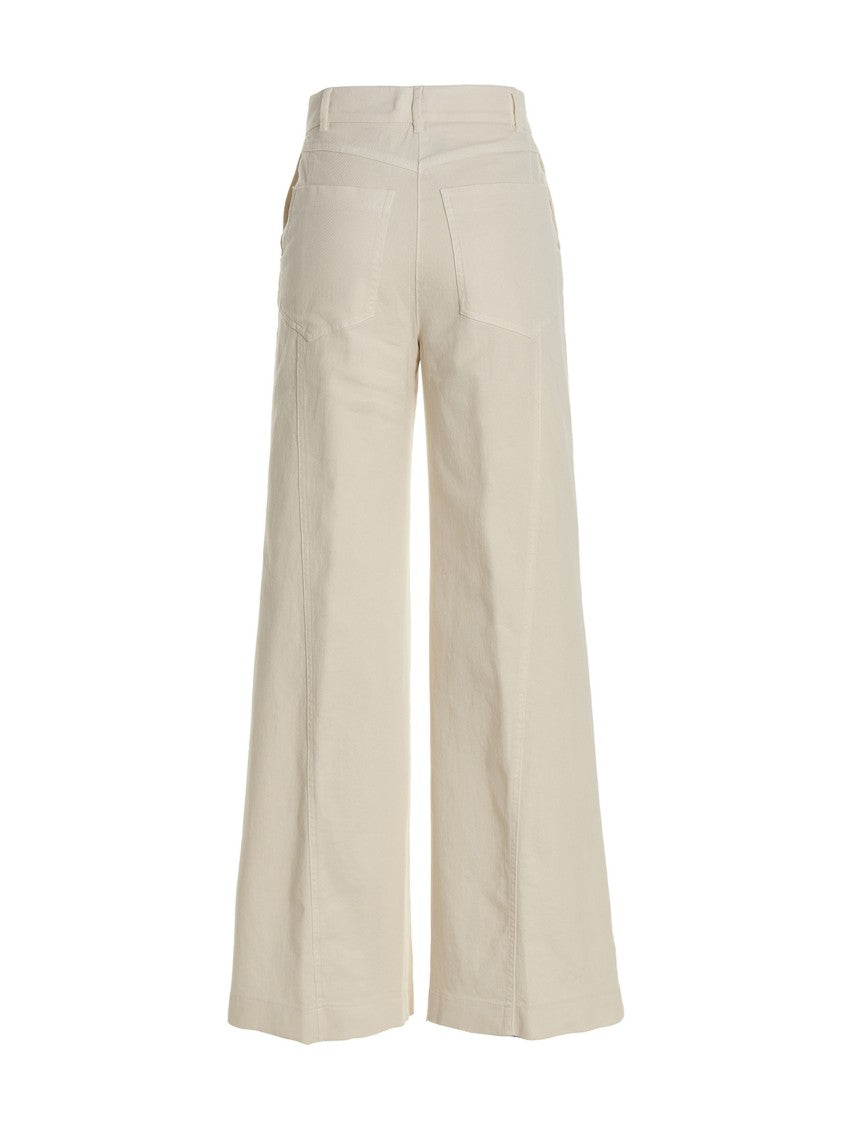 Nude High-Waisted Stretch Cotton Wide Leg Jeans