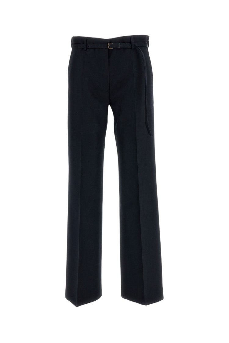 Dries Van Noten Navy Presta Straight-Leg Herringbone Pure Wool Pants