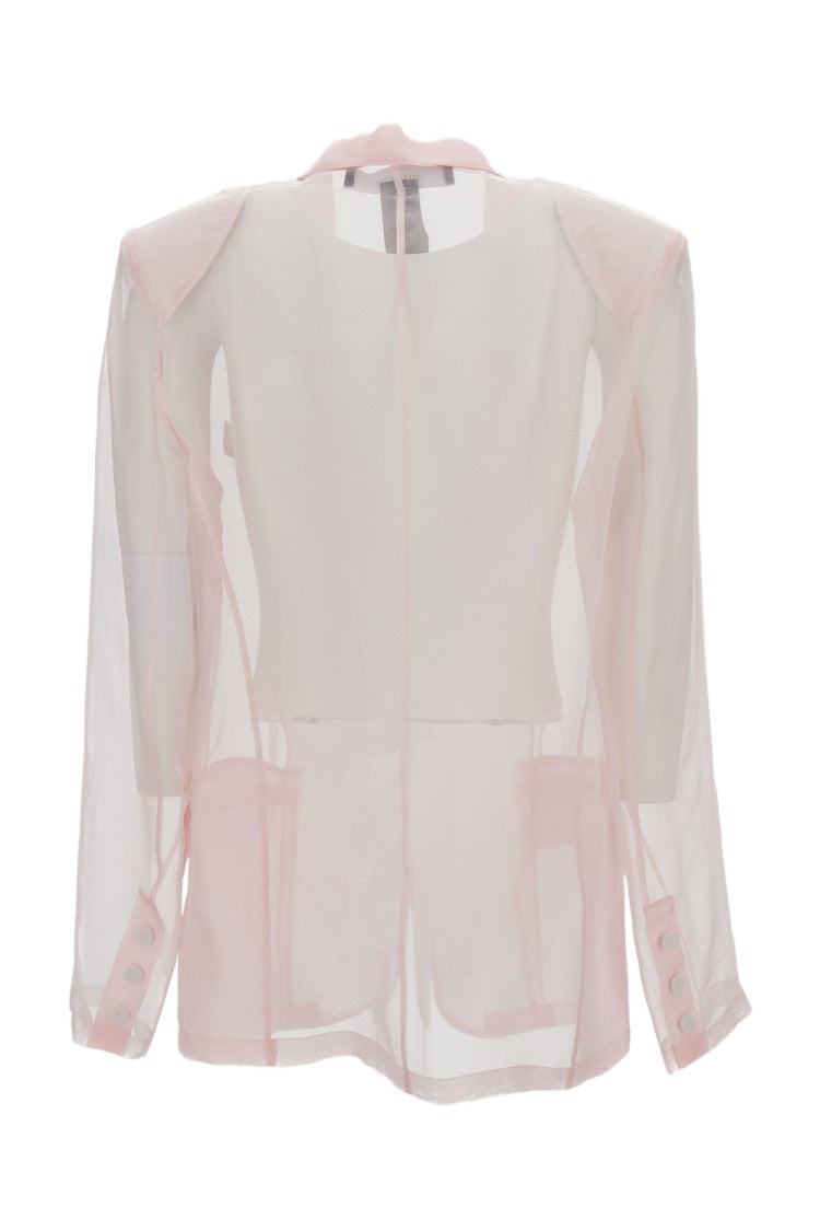 Federica Tosi Transparent Organza Silk Blazer With Snap Closure