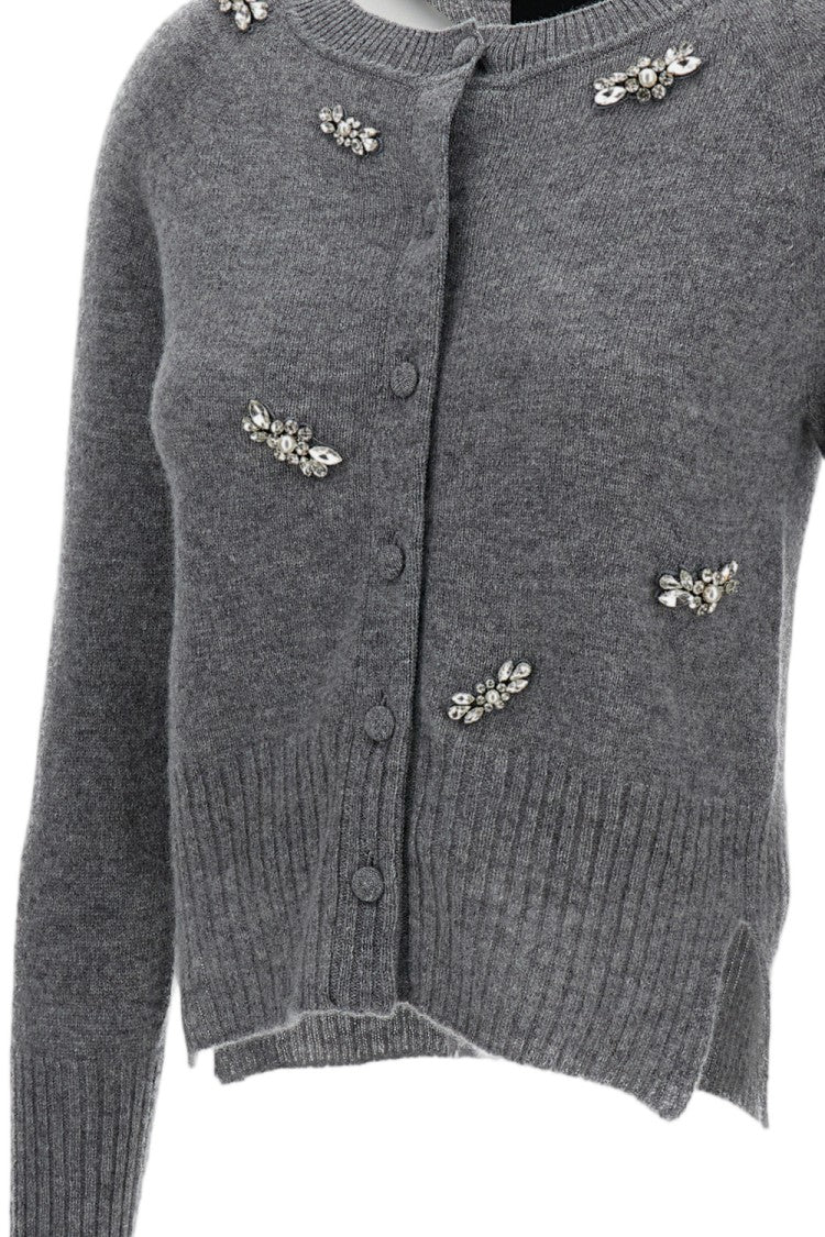 Simone Rocha Grey Cashmere Crystal Pearl Cardigan