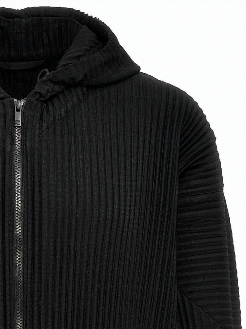 Homme Plissé Issey Miyake Zip-Up Pleated Hoodie With Casual Structure