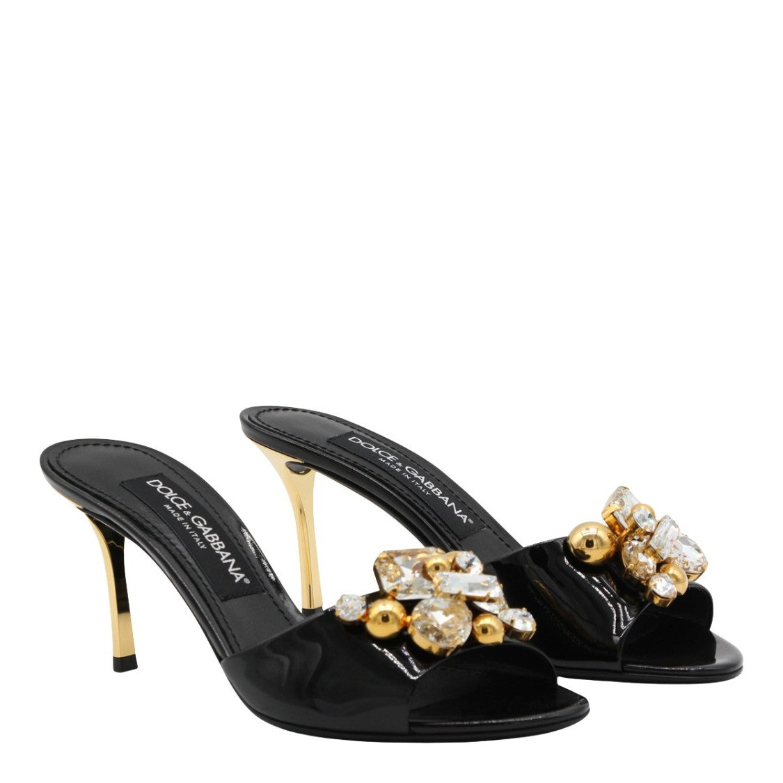 Dolce & Gabbana Open Toe High-Heeled Sandals With Crystal Accents