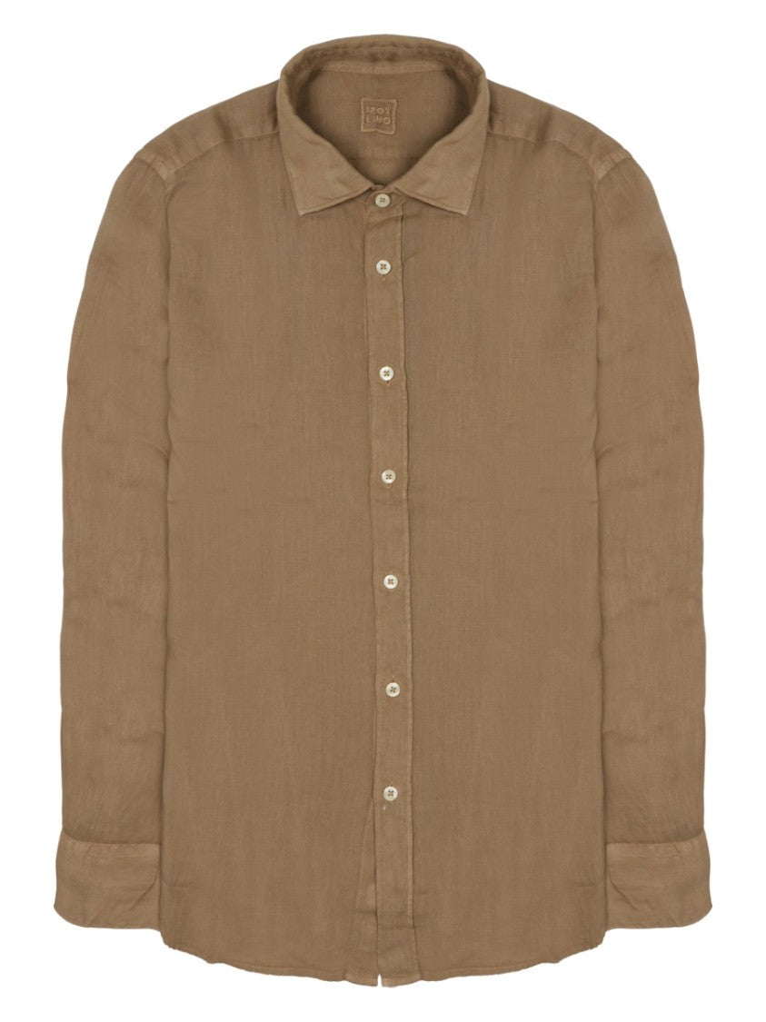 120% Lino Slim-Fit Linen Button-Down Casual Shirt