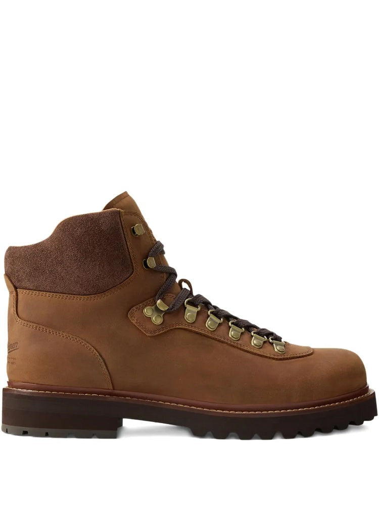 Polo Ralph Lauren Brown Lite Boots Mid-Cut Padded Suede Collar Leather Ankle Boots