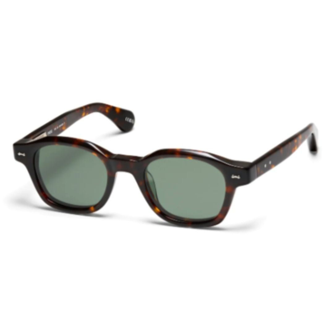 Peter And May Skyloop Classic Rectangular Tortoise Shell Sunglasses With Green Lenses