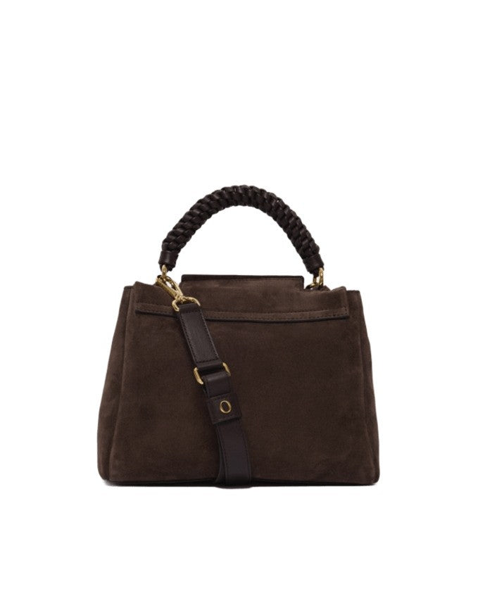 Orciani Compact Handbag In Soft Nubuck Leather With Braided Handle
