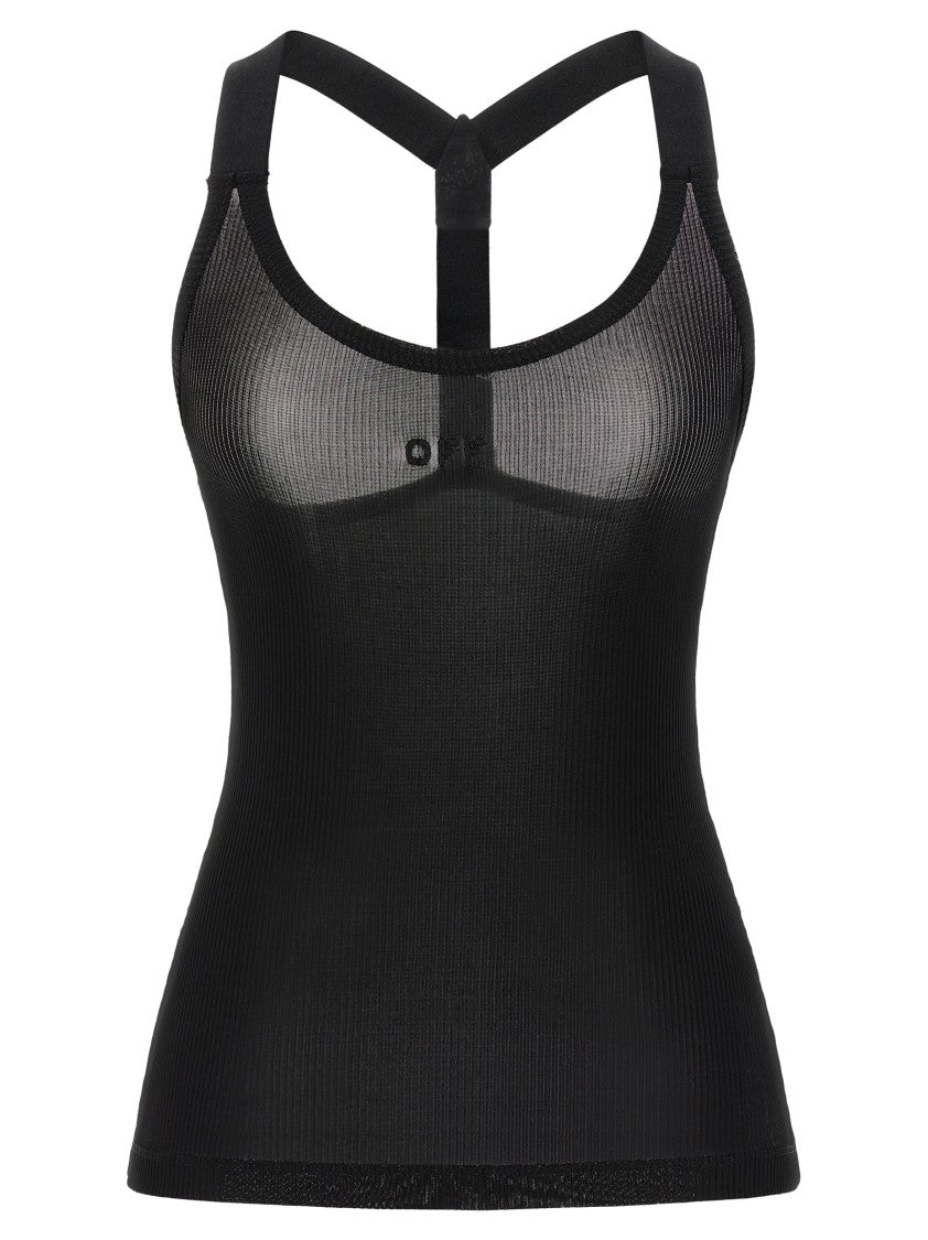Off-White Slim-Fit Ribbed Tank Top With Suspender Straps