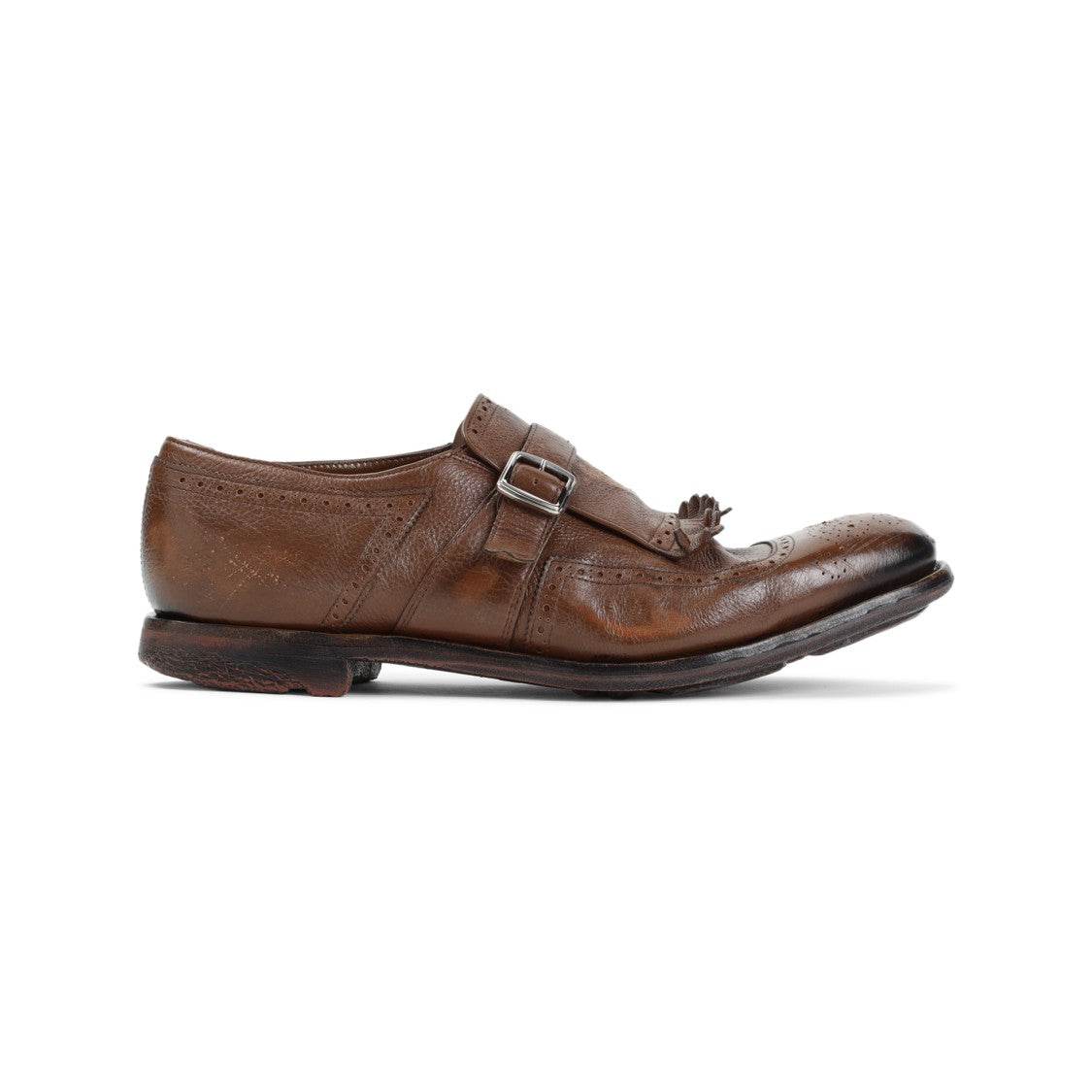 Church's Brown Calf Leather Shoes With Buckle Strap