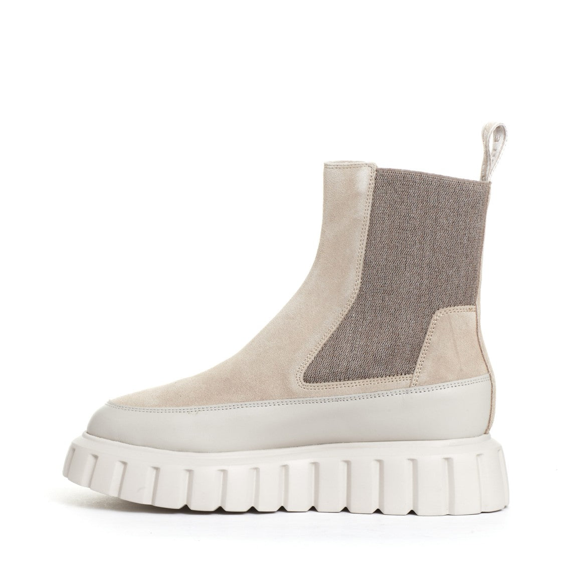 Voile Blanche Beige Leather And Suede Chelsea Boots