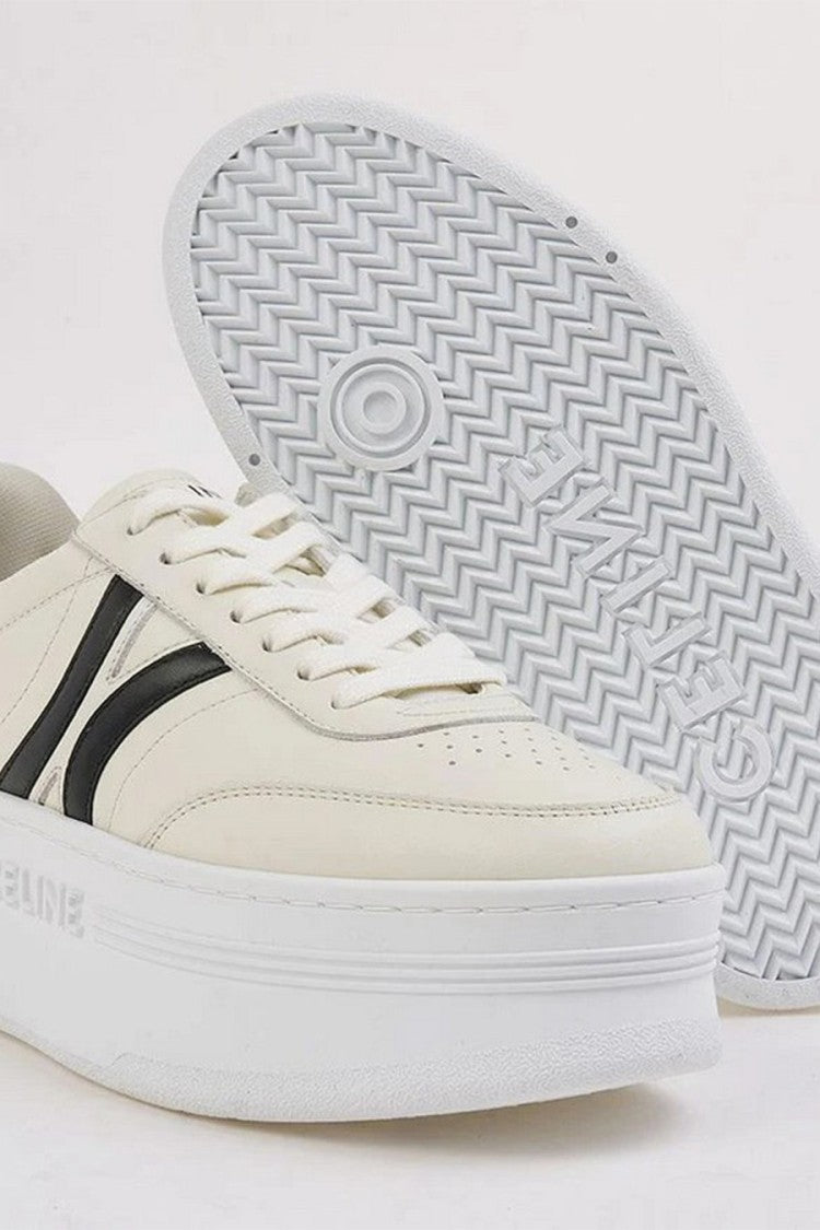 Céline White Calfskin Logo-Stripe Sneaker