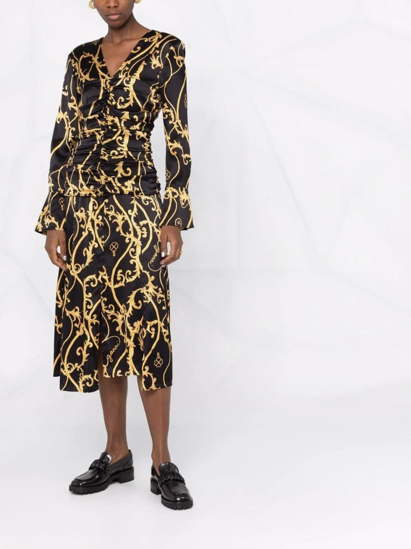 Ganni Baroque-Print Dress