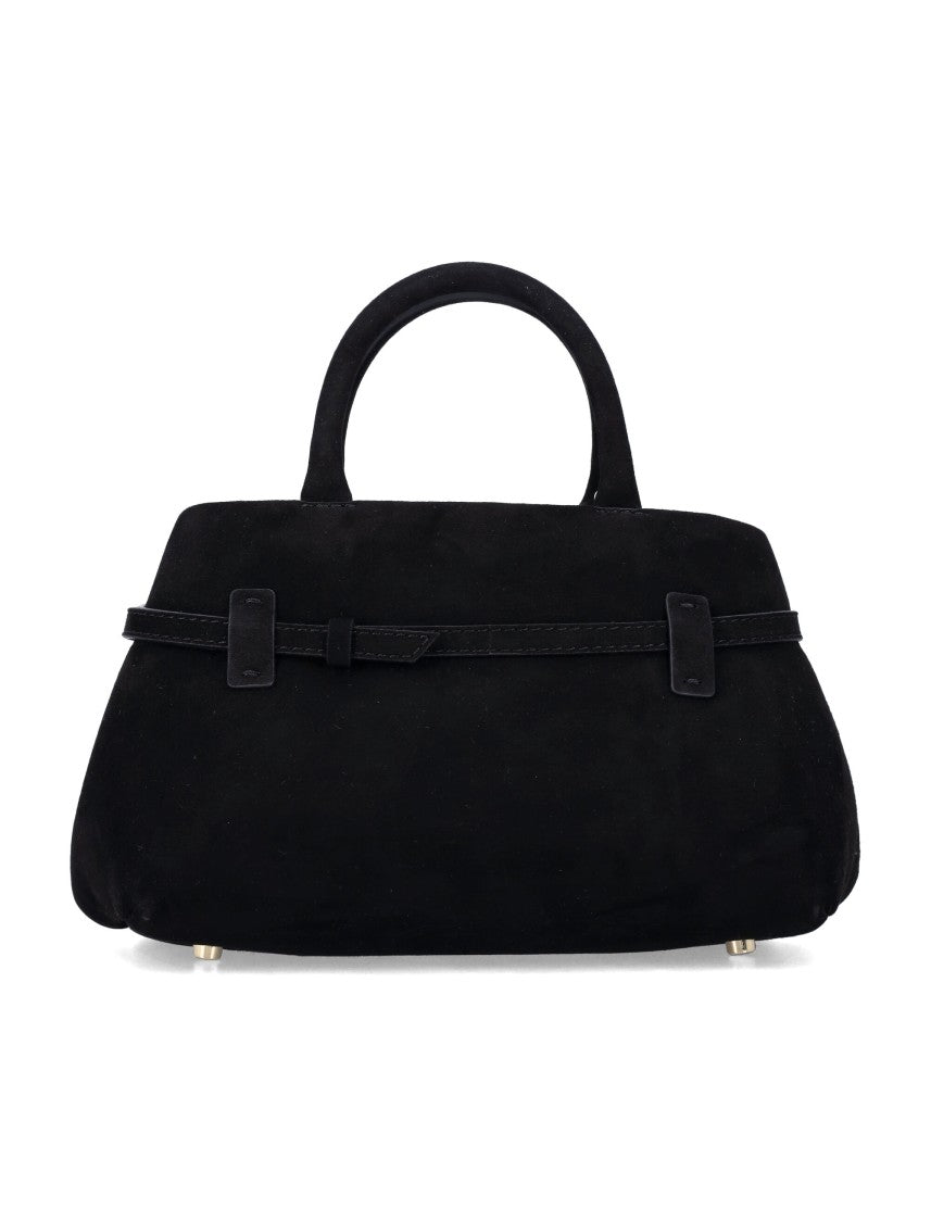 Manu Atelier Timeless Suede Handbag With Adjustable Shoulder Strap