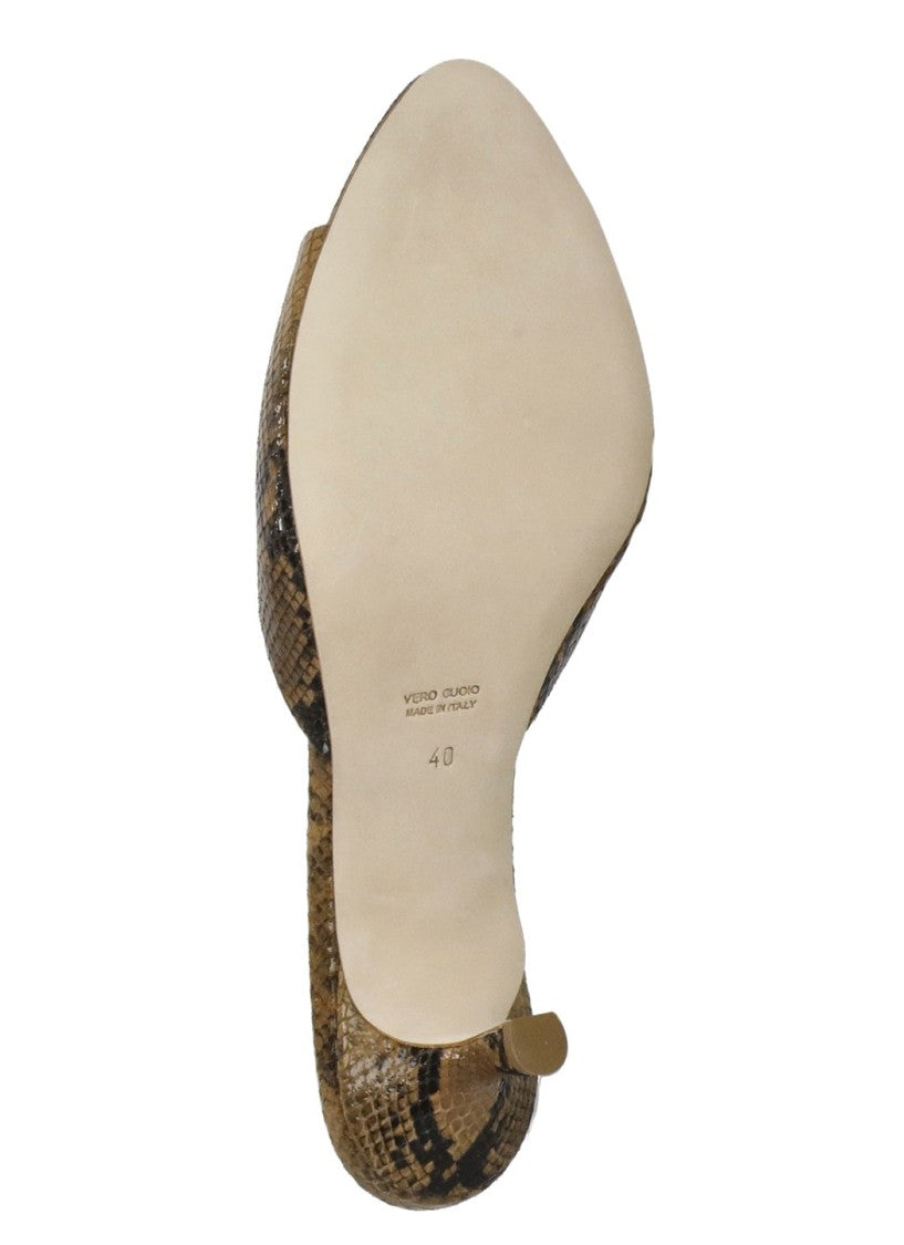 The Seller Brown Snake Print Leather Sandals