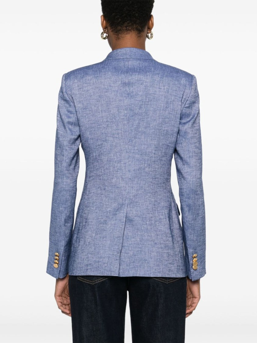 Tagliatore Double-Breasted Blue Jacket With Tailored Silhouette