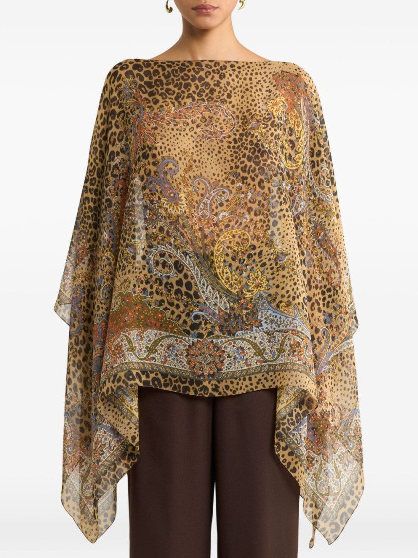 Etro Poncho With Sophisticated Leopard Print