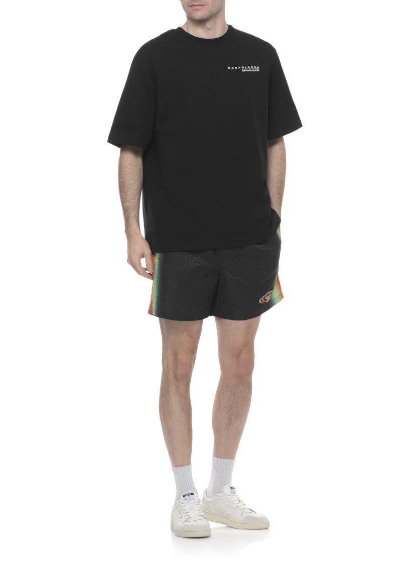 Casablanca Black Monogram Pattern Swim Shorts