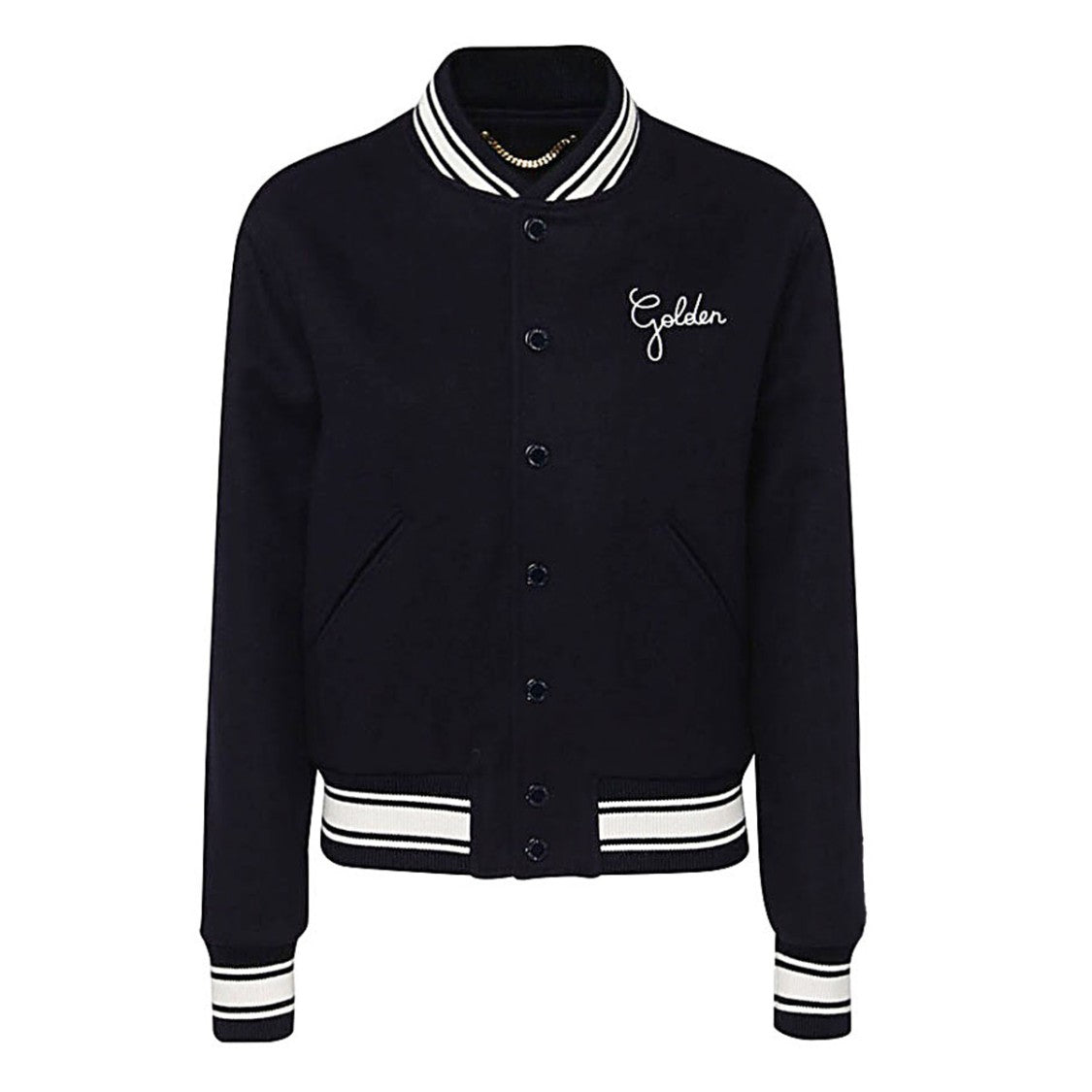 Golden Goose Black Stripe Detailing Wool-Blend Bomber Jacket