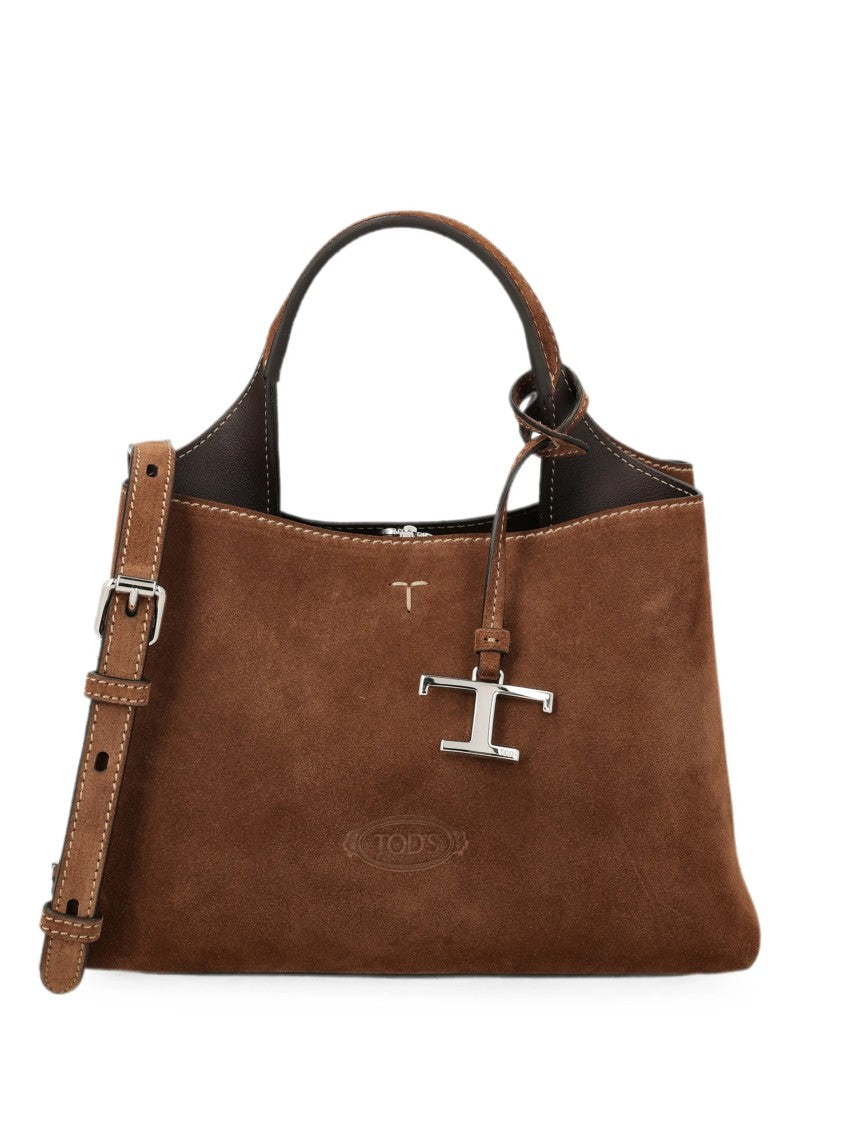 Tod's Small Structured Suede Handbag With Adjustable Strap