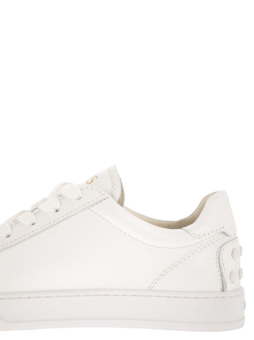 Tod's Minimalist Calfskin Leather Sneakers With Rubber Sole