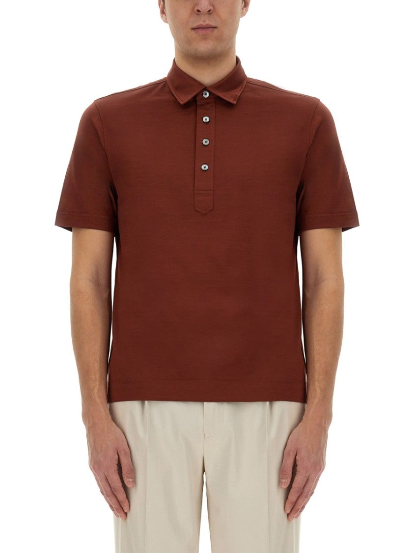 Zegna Brown Cotton Polo Shirt