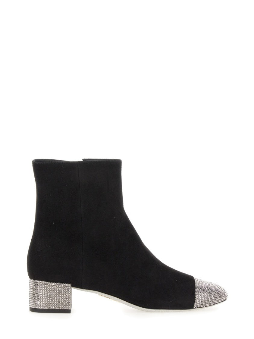 René Caovilla Rhinestone-Embellished Ankle Boots