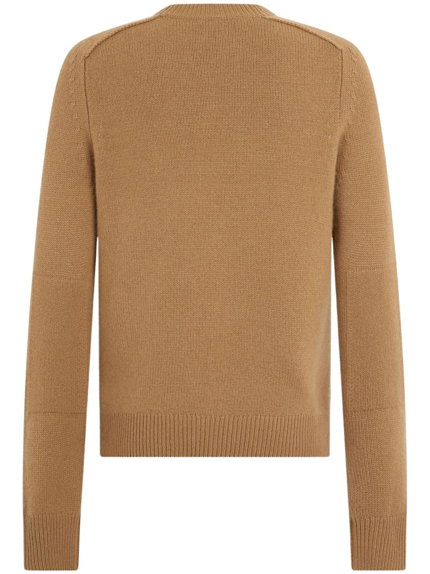 Burberry Brown Ribbed Cropped Wool-Blend Sweater