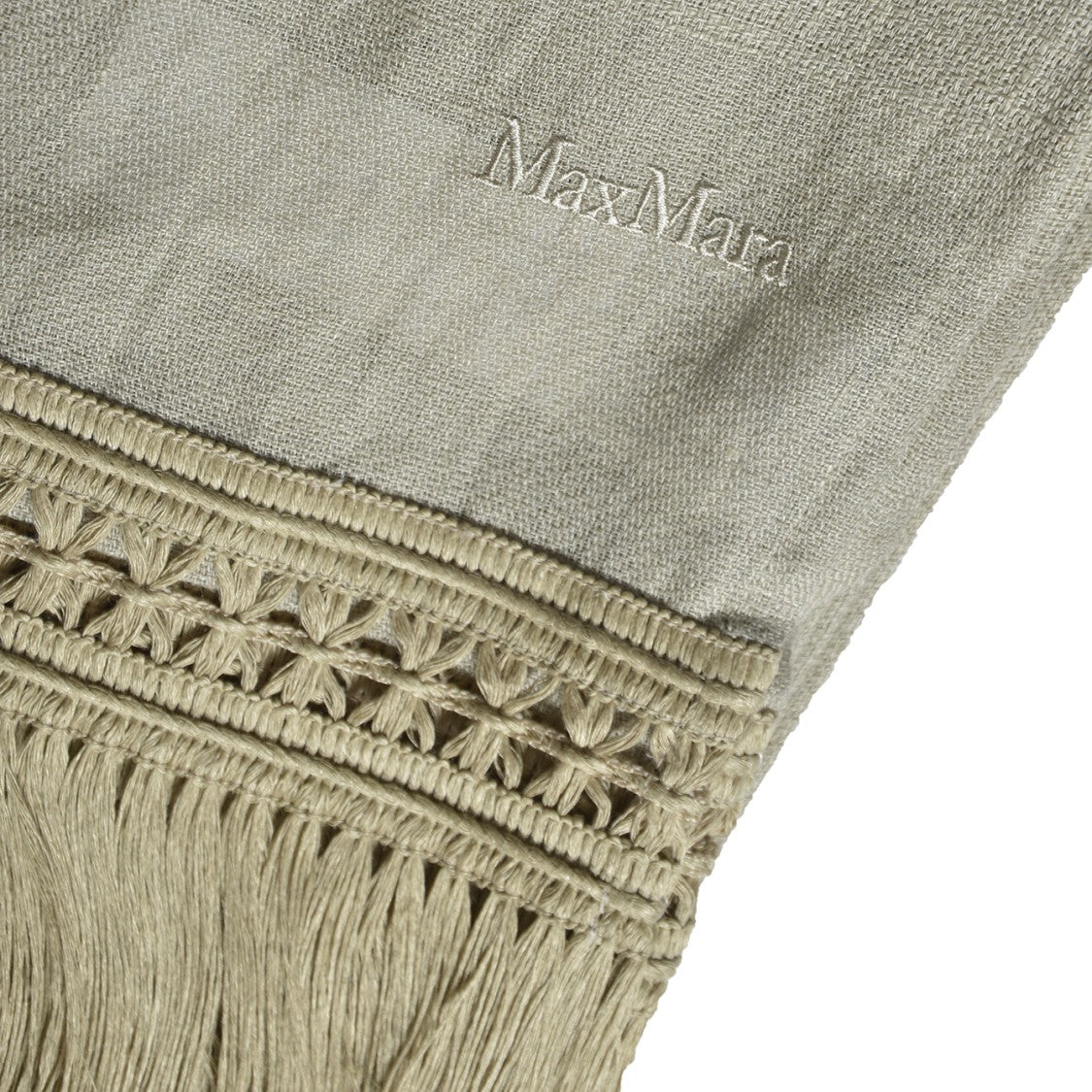 Max Mara Grammo Stole In Beige Linen Yarn