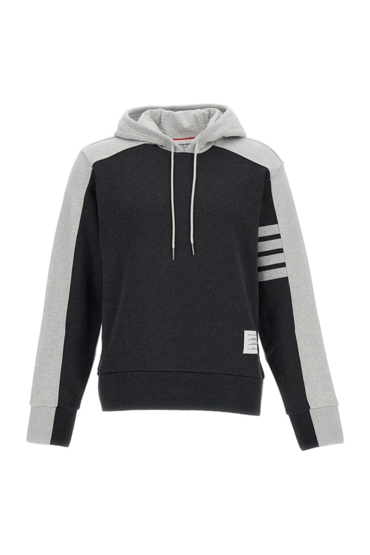 Thom Browne Grey Cotton 4-Bar Hoodie