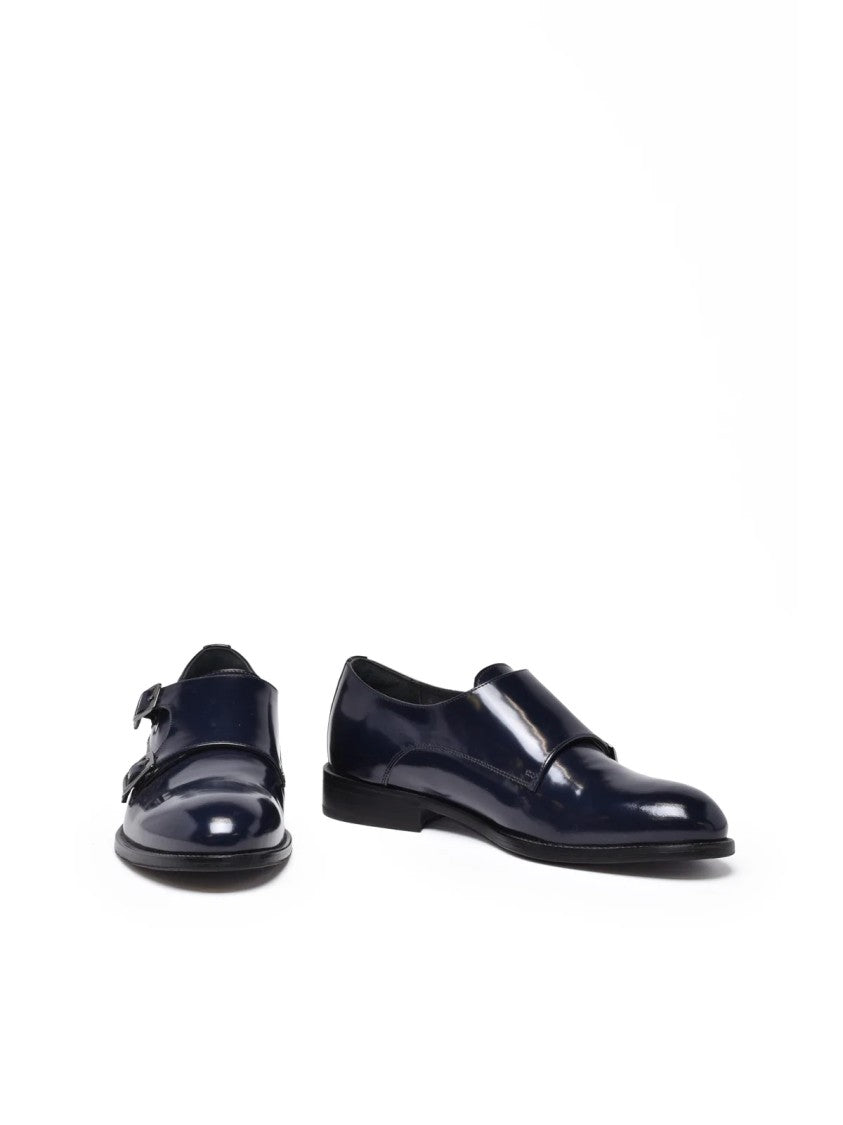 Principe Di Milano Blue Leather Monk Strap Loafers