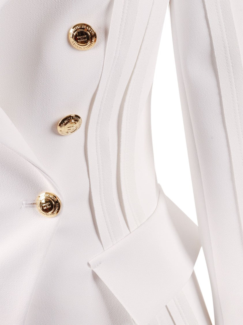 Elisabetta Franchi Double Breasted Gold Accent Blazer