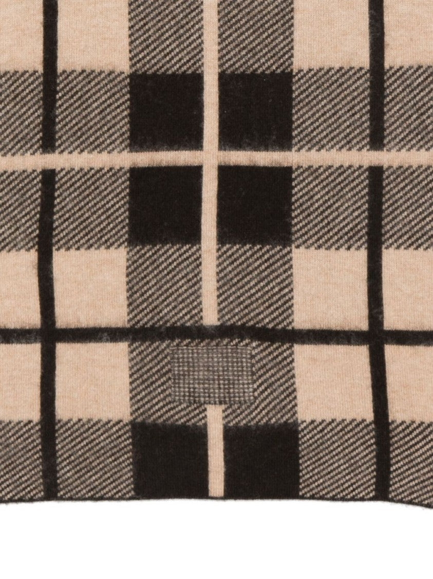 Guest In Residence Classic Checkered Brown Scarf With Wool-Cashmere Blend