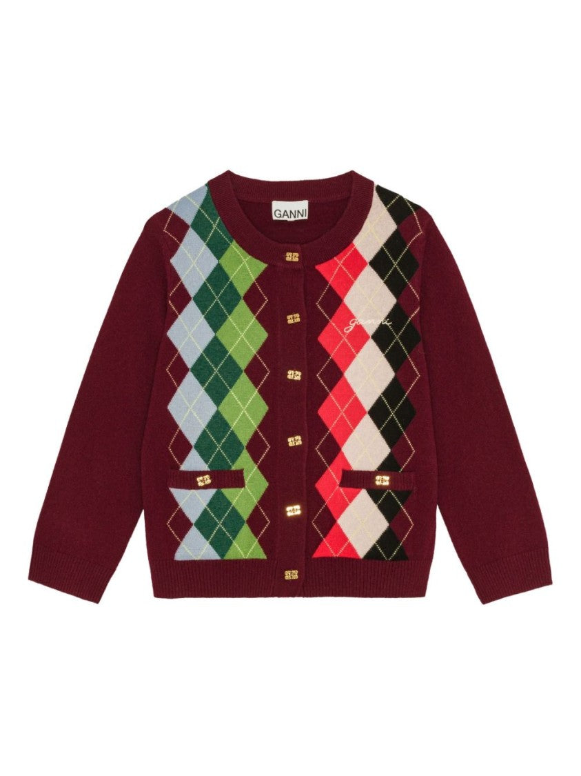 Ganni Argyle Pattern Merino Wool And Cashmere Sweater