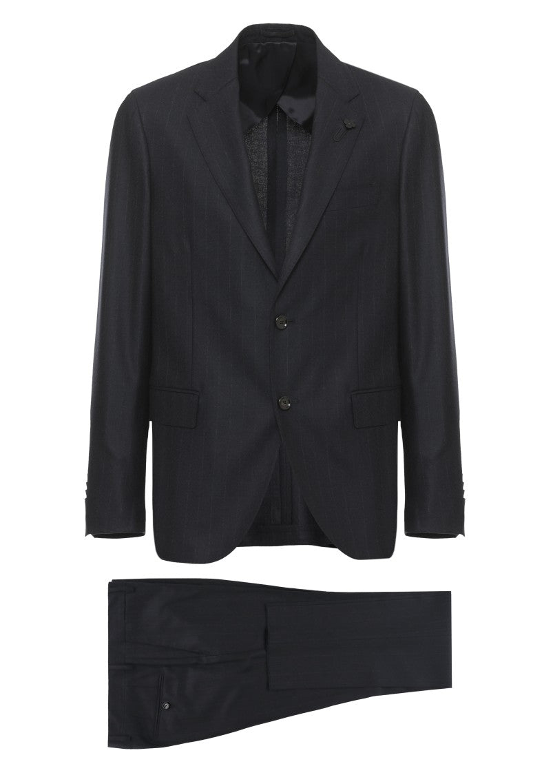 Lardini Blue Pinstriped Tailored Wool Suit
