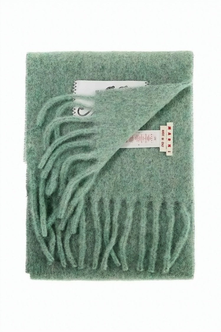 Marni Striped Alpaca Mohair Scarf With Fringed Edges