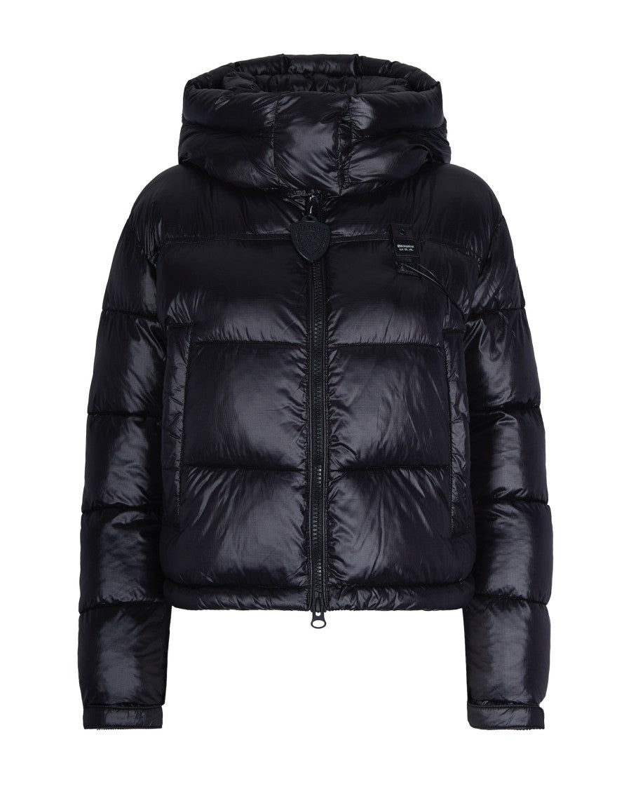 Blauer Black Gloria Micro Rip Down Puffer Bomber Jacket