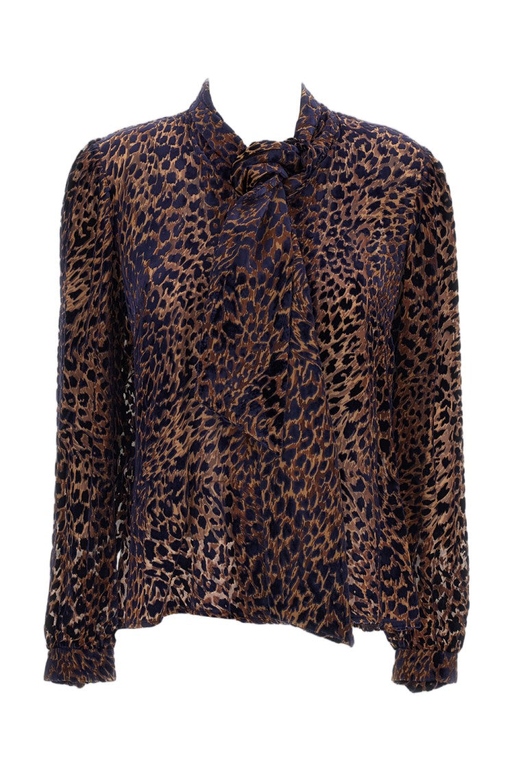 Irie' Beige Animal Print Ruffled Blouse